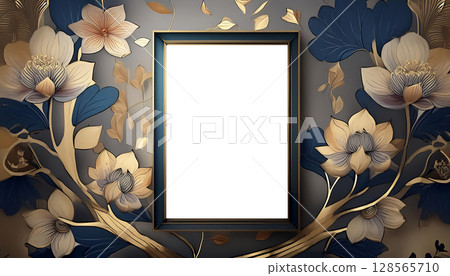 花朵與相框PNG AI生成素材 128565710