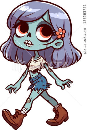 一個可愛的女殭屍角色的插圖 128565721