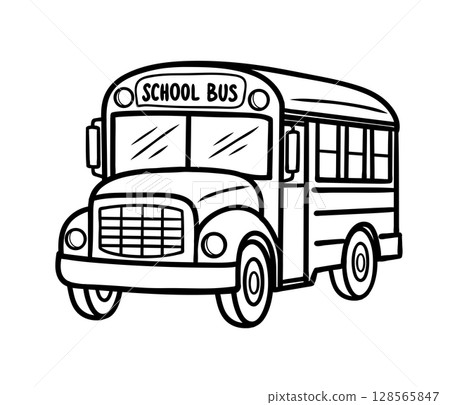 School Bus Cute Illustration Doodle Sketch Icon Coloring 128565847
