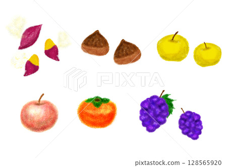 彩色水果水彩插圖 彩色水果水彩插圖 128565920