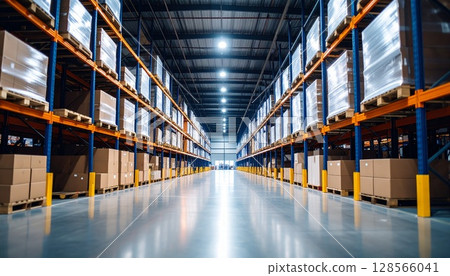 A logistics warehouse with lots of luggage Generative AI A logistics warehouse with lots of luggage Generative AI 128566041