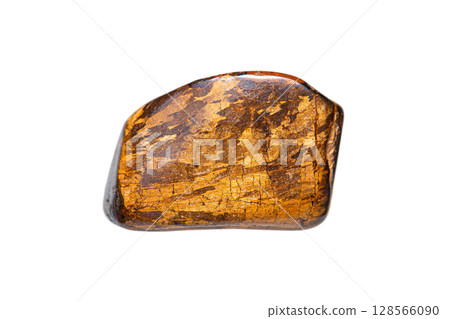 Closeup bronzite gemstone on white background Closeup bronzite gemstone on white background 128566090