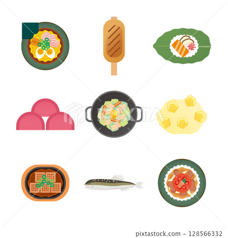 Gifu gourmet illustration set Gifu gourmet illustration set 128566332