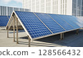 3D City Solar Energy System on Modern Building Rooftop 128566432
