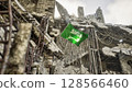 Saudi Flag in War and Disaster Ruins 128566460