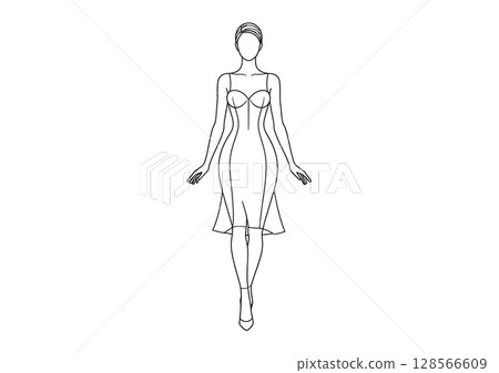 Line drawing of a walking woman 128566609