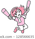 A woman cheering on her favorite idol with a glow stick (pink) 128566635