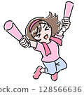 A woman cheering on her favorite idol with a glow stick 128566636