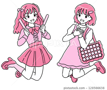 粉紅色女孩的令人無法抗拒的表情 128566638