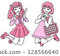 Happy girl in pink 128566640