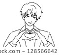 Male idol line drawing making a heart with hands 128566642