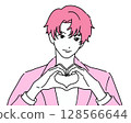 Male idol Pink making a heart with his hands 128566644
