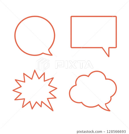 Red luminous line speech bubble set, energetic red speech bubble material, red glowing dialogue frame collection 128566693