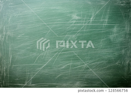 Smooth blank green chalkboard surface with subtle scratches, ideal for teaching, presentations, or artistic creations in classrooms 128566756