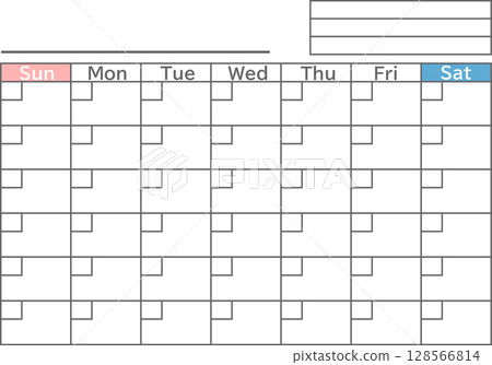 Simple calendar frame design starting on Sunday 128566814