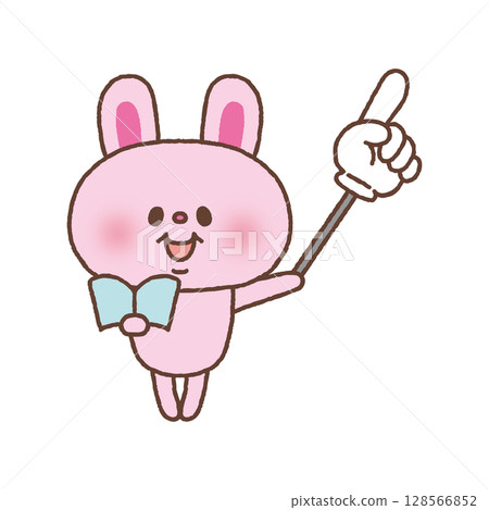 Rabbit with a pointing stick 128566852