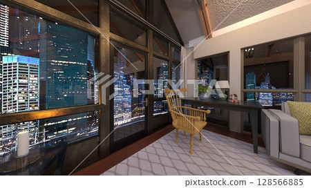 living dining room with large windows living dining room with large windows 128566885