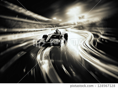 3d illustration of a racing car racing through the light 3d illustration of a racing car racing through the light 128567128