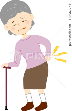 Senior women with low back pain Senior women with low back pain 128567241