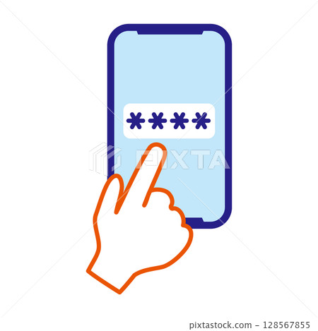 在智慧型手機上輸入密碼的圖示 128567855