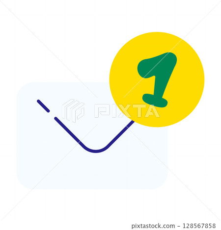 帶有 1 個新通知的郵件圖標 帶有 1 個新通知的郵件圖標 128567858