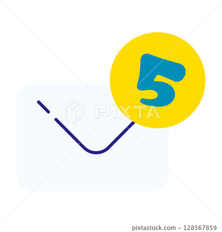 Illustration of 5 unread email notification icon 128567859