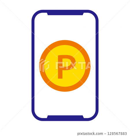 Illustration of a smartphone screen with a point icon displayed 128567883