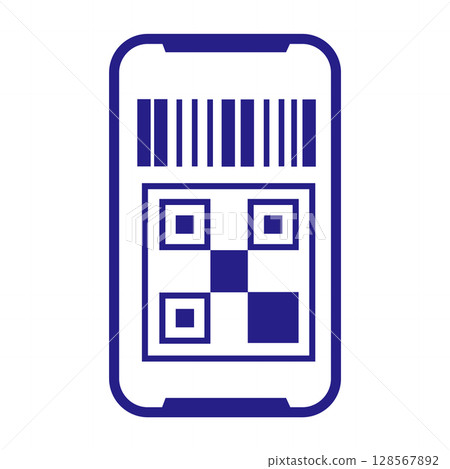 顯示條碼和二維碼的智慧型手機螢幕圖標 顯示條碼和二維碼的智慧型手機螢幕圖標 128567892