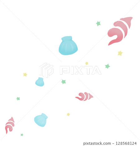 Pink and blue shells and a green star Pink and blue shells and a green star 128568124