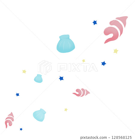 Pink and blue shells and a blue star 128568125