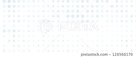 Abstract background with blue plus or cross signs in medical style. Seamless pattern ideal for healthcare, pharmacy or hospital-themed projects. Neutral and modern look. 128568170
