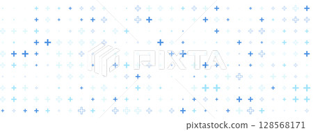 Abstract background with blue plus signs in medical style. Seamless pattern ideal for healthcare, pharmacy or hospital themed projects. Neutral and modern look. 128568171