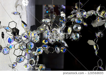 Abstract background metal honeycomb with crystals strasses Abstract background metal honeycomb with crystals strasses 128568693