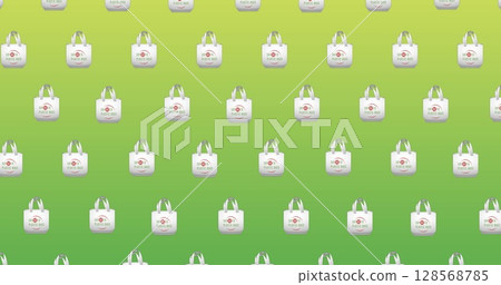 Image of reusable bags on green background Image of reusable bags on green background 128568785