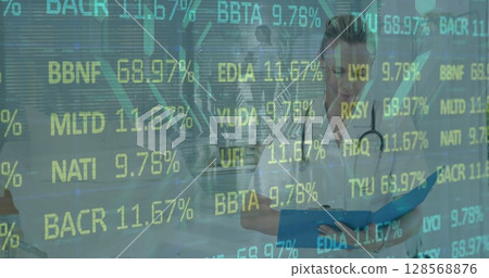 Image of data processing over female doctor 128568876