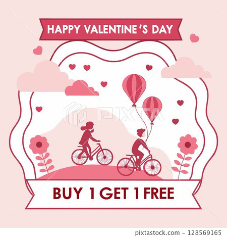 happy valentines day greeting card template. love romantic and holiday. vector 128569165