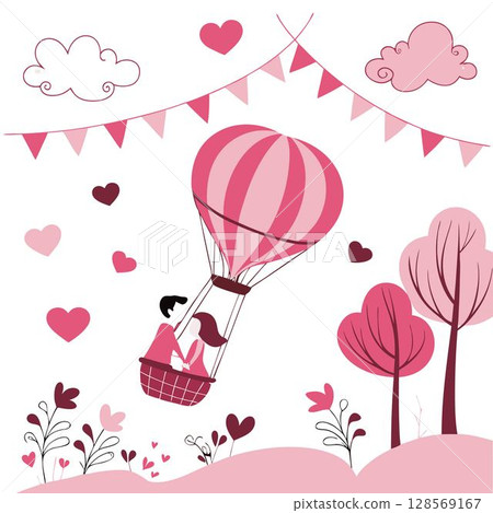 happy valentines day greeting card template. love romantic and holiday. vector 128569167