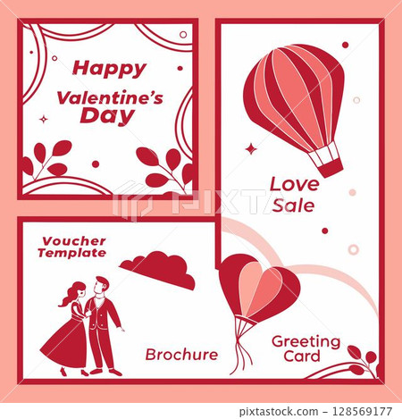 happy valentines day greeting card template. love romantic and holiday. vector 128569177