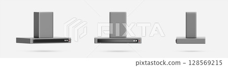 Kitchen range hood front, side, angle view. Realistic 3d render set of silver cooker hood with buttons and filter for cleaning air. Exhaust fan stainless steel Isolated home appliance. 3D illustration Kitchen range hood front, side, angle view. Realistic 3d render set of silver cooker hood with buttons and filter for cleaning air. Exhaust fan stainless steel Isolated home appliance. 3D illustration 128569215