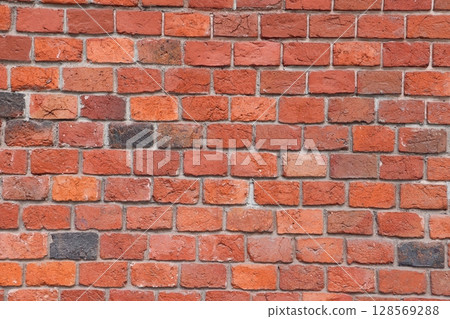 Red grunge brick wall, abstract background texture with old dirty and vintage style pattern. Red grunge brick wall, abstract background texture with old dirty and vintage style pattern. 128569288