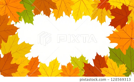 帶有秋葉圖像的背景框架 128569313