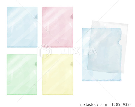 一組彩色水彩文件 128569353