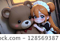 Sweet Anime Girl and Giant Teddy Bear Companion 128569387