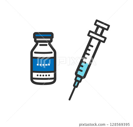 注射器和小瓶插圖 128569395