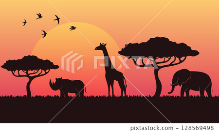 savanna sunset view 128569498