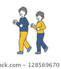 Illustration of a thin senior man and woman walking 128569670
