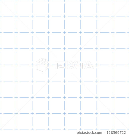 Squared dashed grid seamless pattern. Math paper notebook background. Dashed cross line texture. Squared notebook seamless pattern. Grid paper sheet. Vector illustration isolated on white background 128569722