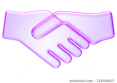 Transparent 3D handshake icon in glassmorphism style, symbolizing partnership, agreement, collaboration, deal, and trust between parties. Transparent 3D handshake icon in glassmorphism style, symbolizing partnership, agreement, collaboration, deal, and trust between parties. 128569925
