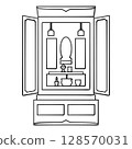 Simple line drawing of a Buddhist altar 128570031