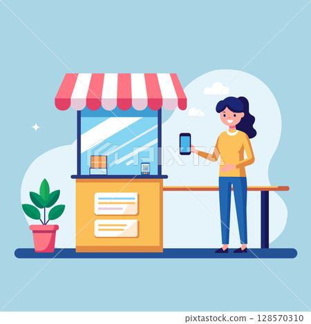 woman shopping groceries on supermarket 128570310